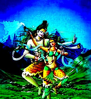 Lord Siva and Goddess Shakti, indicating dual aspects of the Lord, Prakrithi (Nature) and Purusha (Self). Beyond this concept of duality